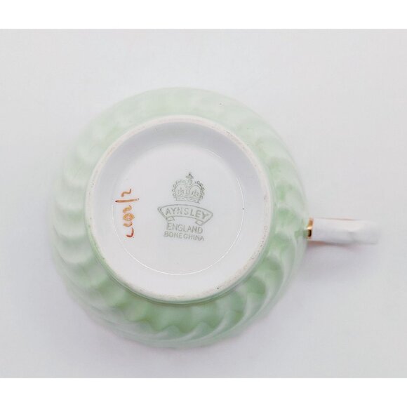 Aynsley Green Swirl Bone China Afternoon Tea in Pale Spring Green with Floral - Picture 12 of 12